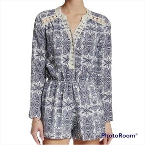 Romeo & Juliet Couture Paisley Romper Blue